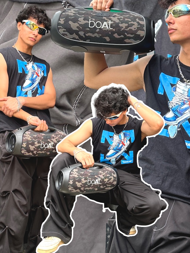 Creators with boAt speakers at culture event